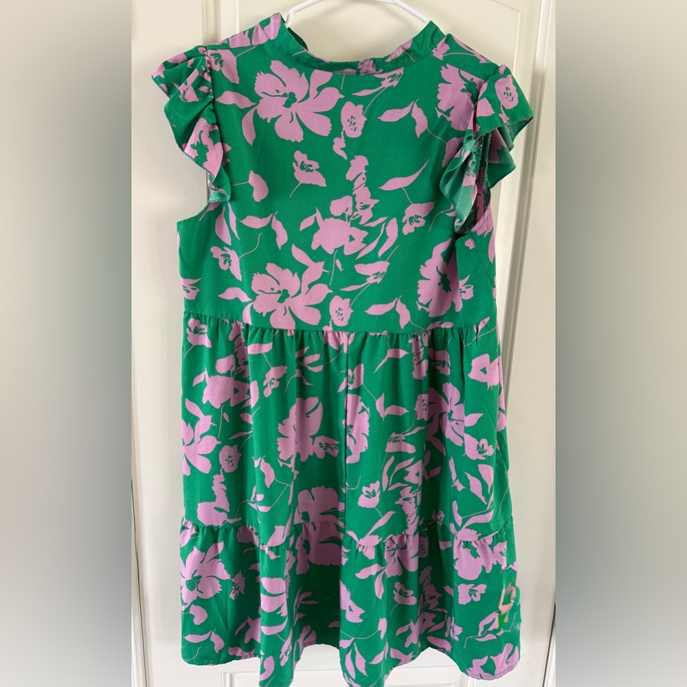 SHEIN Green and Pink Floral Ruffle Muni Dress - Picture 4 of 5